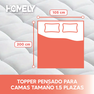 Topper Cubre Colchon 1.5 Plazas Homely Acolchado Premium