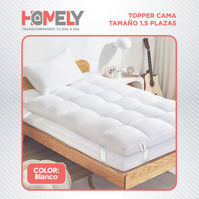 Topper Cubre Colchon 1.5 Plazas Homely Acolchado Premium