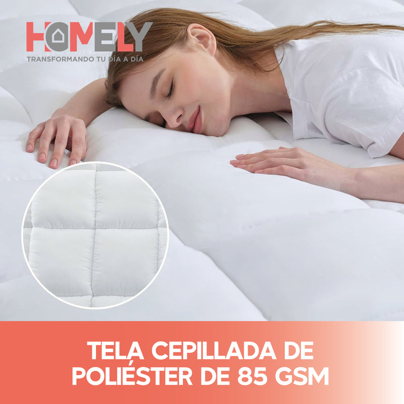 Topper Cubre Colchon 2 Plazas Homely Acolchado Premium