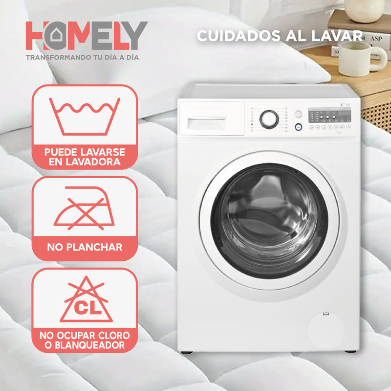 Topper Cubre Colchon 2 Plazas Homely Acolchado Premium