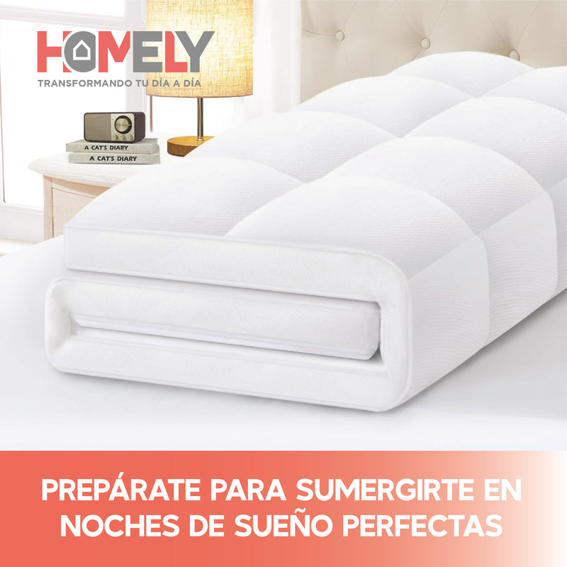 Topper Cubre Colchon 2 Plazas Homely Acolchado Premium