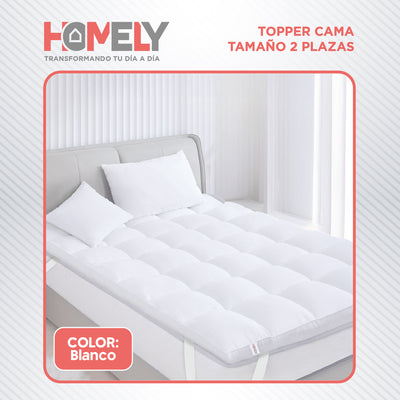 Topper Cubre Colchon 2 Plazas Homely Acolchado Premium