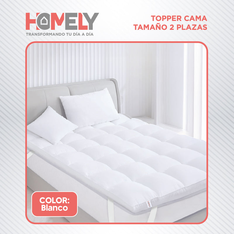 Topper Cubre Colchon 2 Plazas Homely Acolchado Premium
