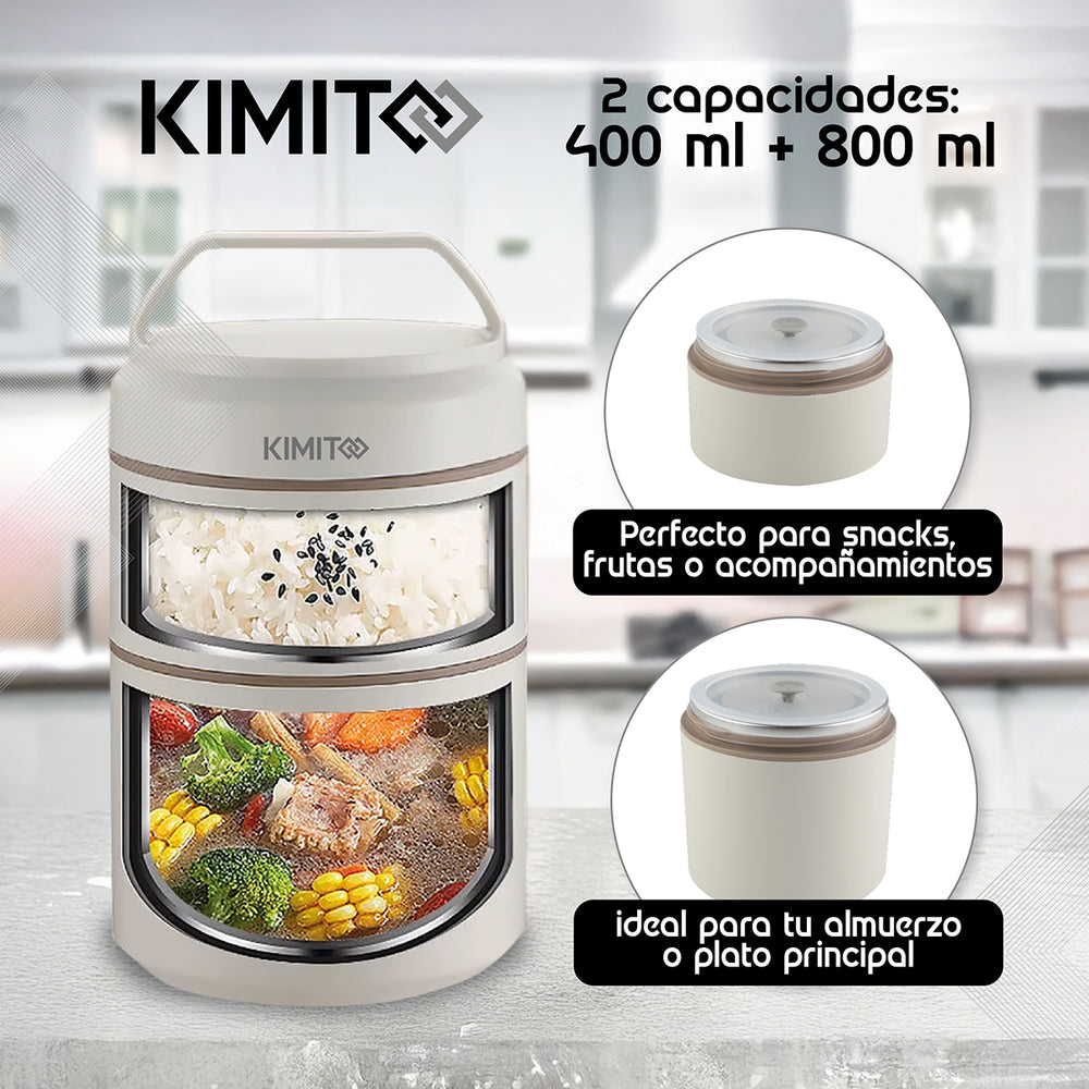 Termo Comida y Liquido Kimito Acero 1200 Ml Multiproposito