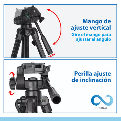 Trípode Celular Camara Portátil Aluminio Carga 10 kg 170 cm