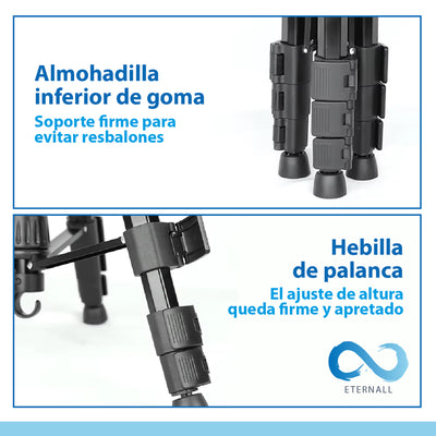 Trípode Celular Camara Portátil Aluminio Carga 10 kg 170 cm