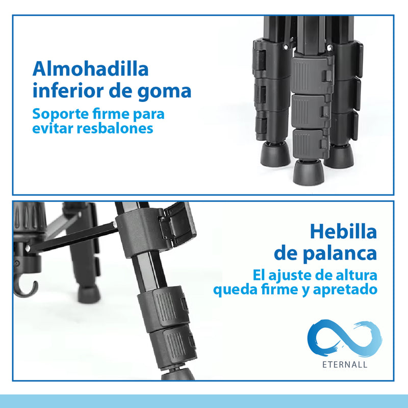 Trípode Celular Camara Portátil Aluminio Carga 10 kg 170 cm