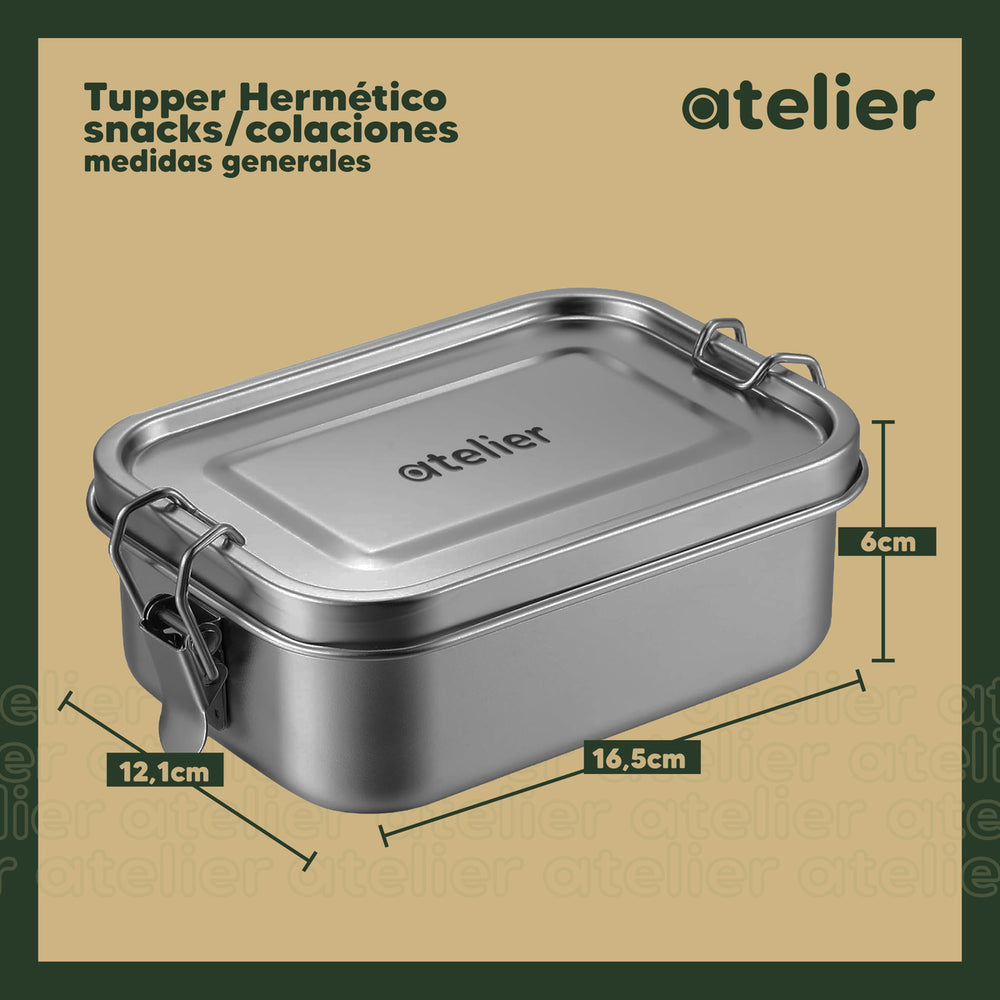 Medidas del tupper Atelier 850 ml: 16,5 x 12,1 x 6 cm