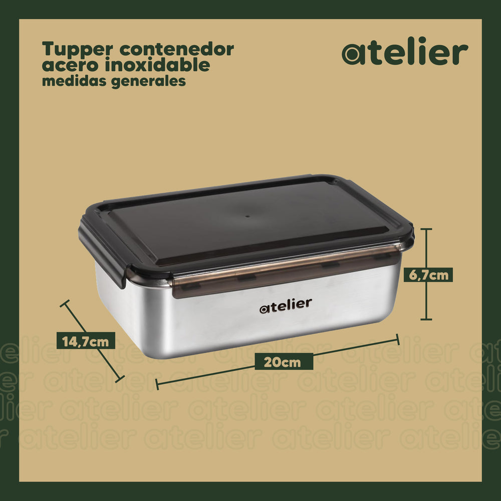 Medidas del tupper Atelier: 20 x 14,7 x 6,7 cm