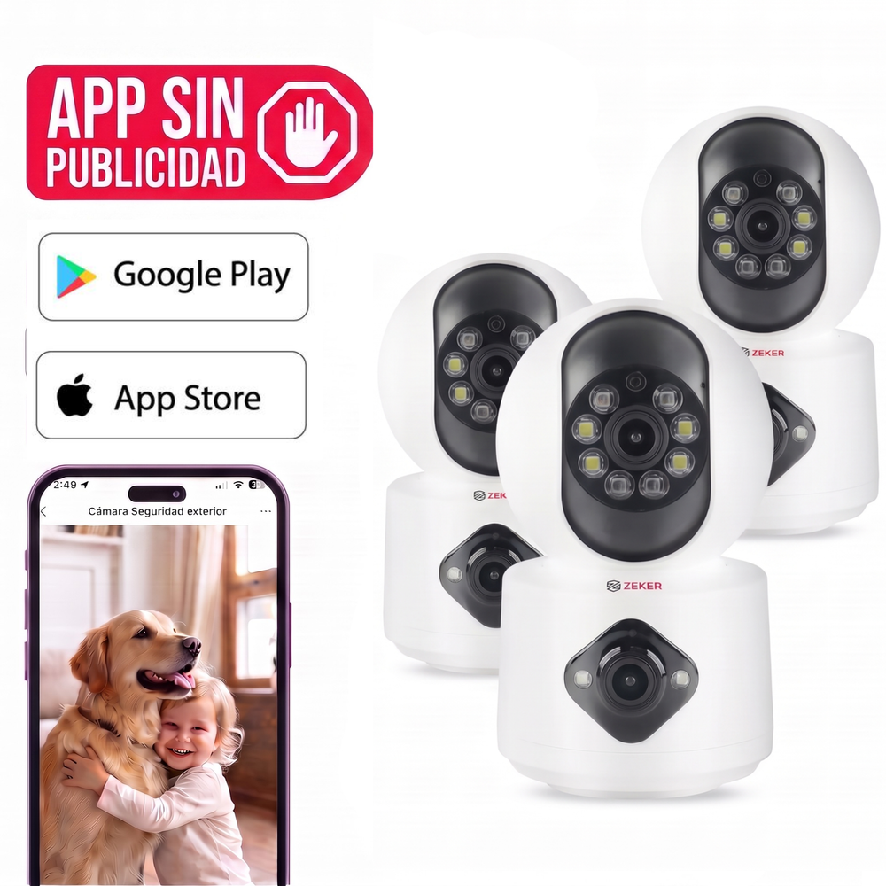 Camara De Seguridad Interior Doble Zeker 4MP 2.4G Wifi IP x3