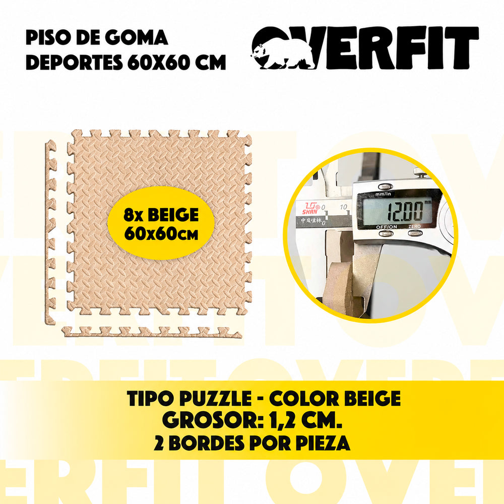 Piso Goma Eva Gimansio Overfit 60x60cm 8u Beige