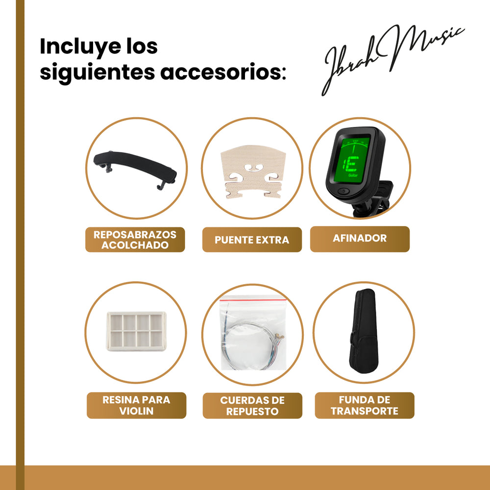 Violin 4/4 Acustico Ibrah Music Estuche y Arco + Accesorios