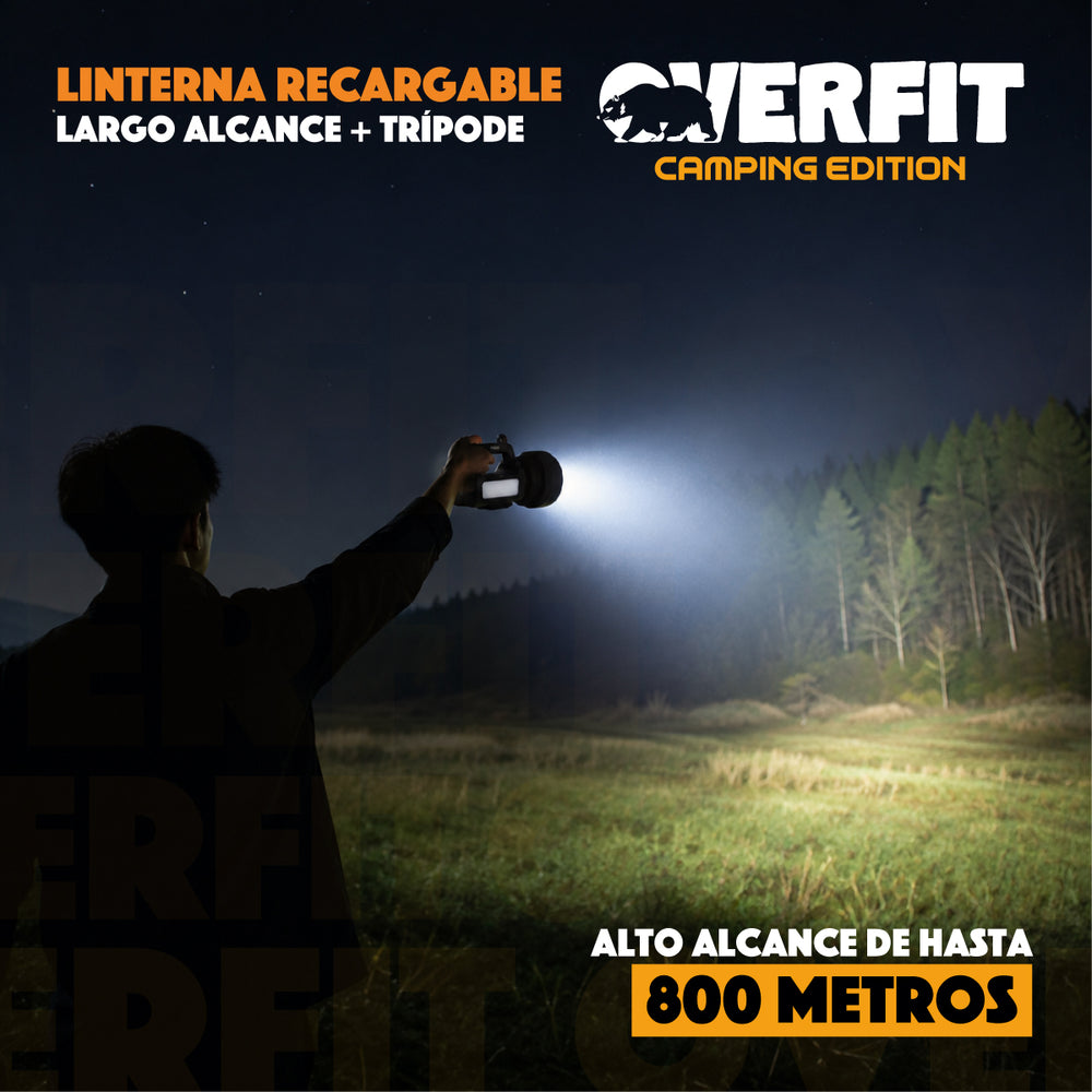 Linterna Foco Overfit Largo Alcance Ultra Potente + Tripode