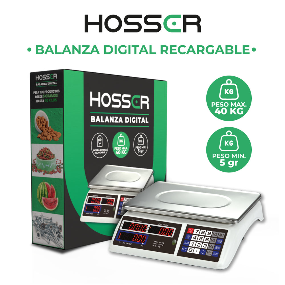 Balanza Digital Kasser Pesa 40 kilos Comercial Recargable