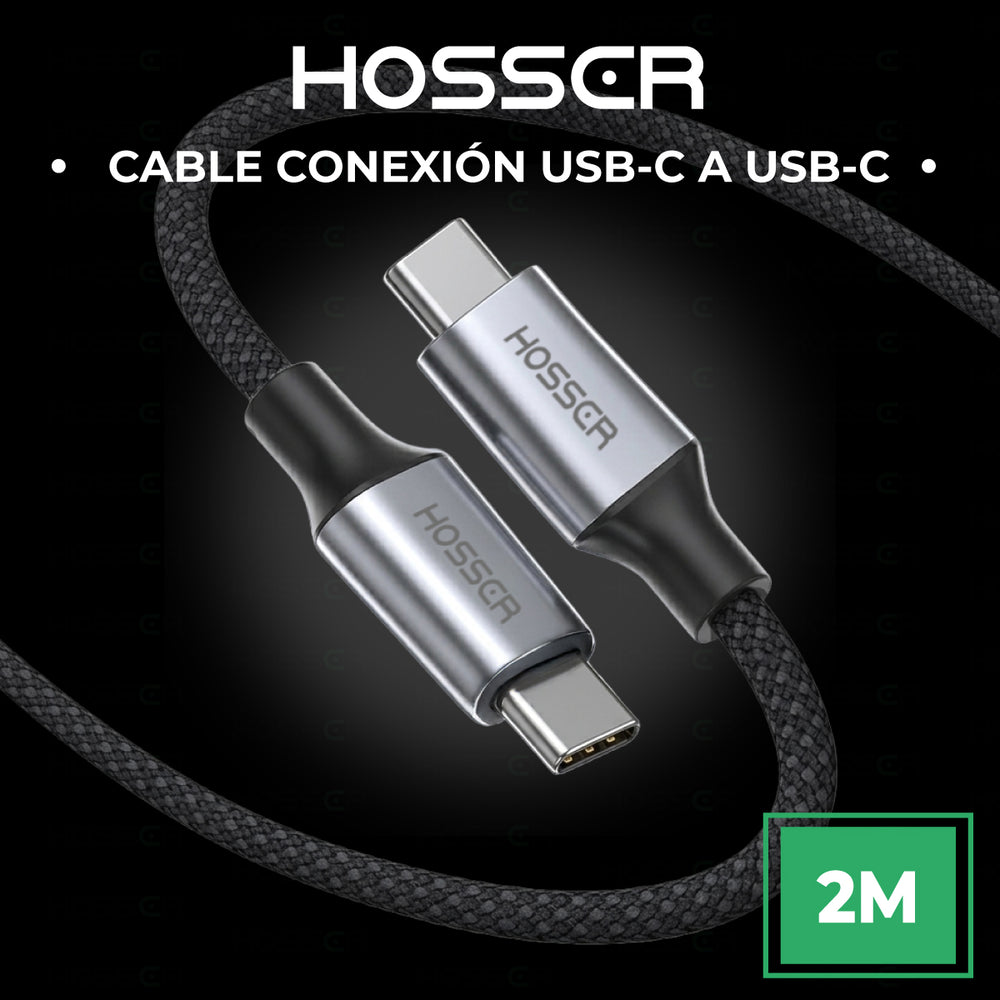 Cable Usb C A C 2 Metros Iphone Samsung Carga Rapida Hosser Negro