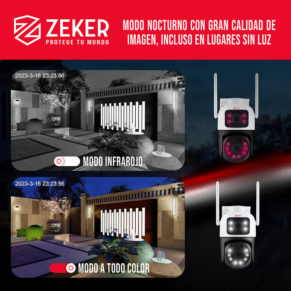 Camara De Seguridad 5G Zeker Doble 4MP Exterior Impermeable