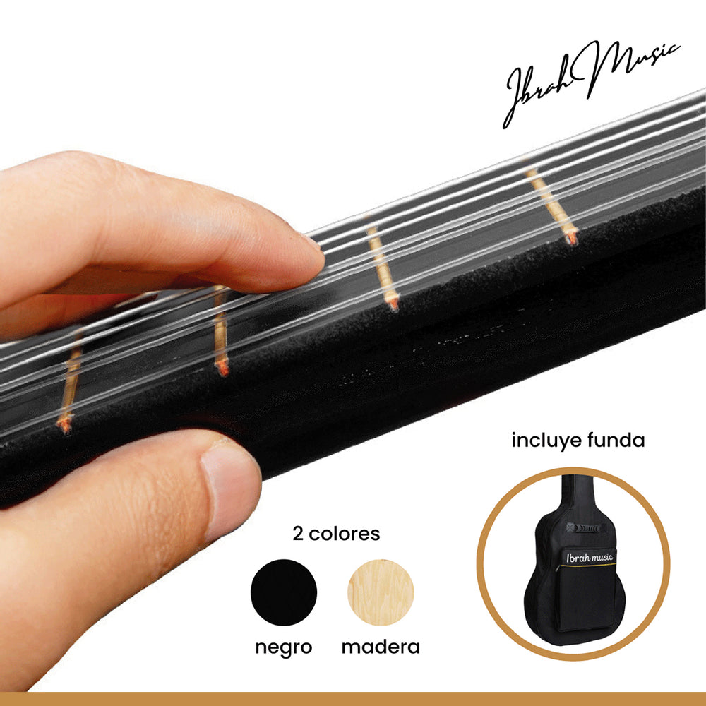 Guitarra Acústica Clásica Ibrah 39 Pulgadas Colores + Funda
