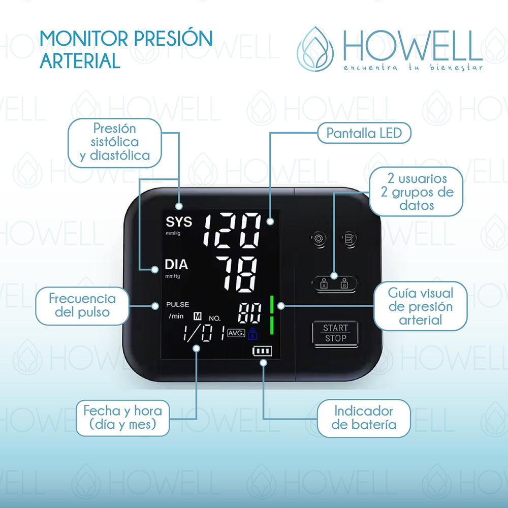 Tensiómetro V2 Toma Presión Digital Pro Howell Usb Bateria