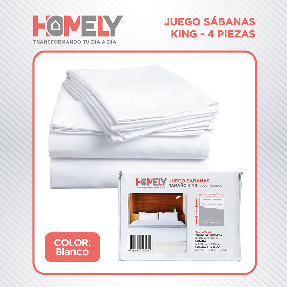 Juego de sabanas King Homely 100 GSM Suave 4 Piezas