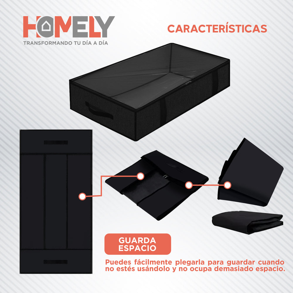 Bolsas Organizadoras Bajo Cama Homely Negro 90 Litros Set 2