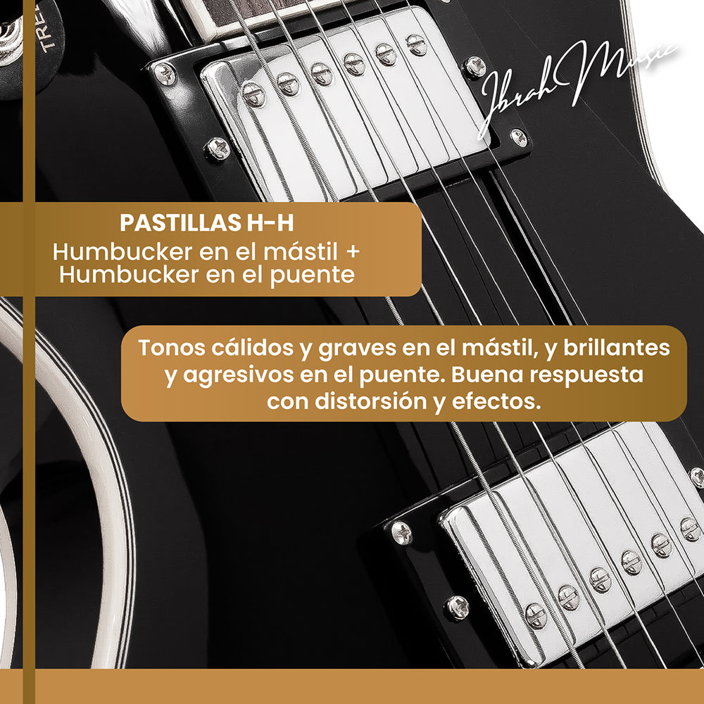 Guitarra Electrica LP Ibrah + Amplif + Accesorios all black
