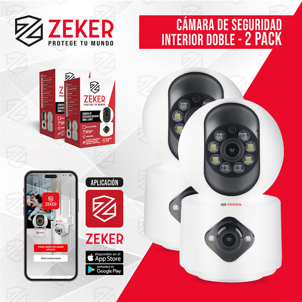 Camara De Seguridad Interior Doble Zeker 4MP 2.4G Wifi IP x2