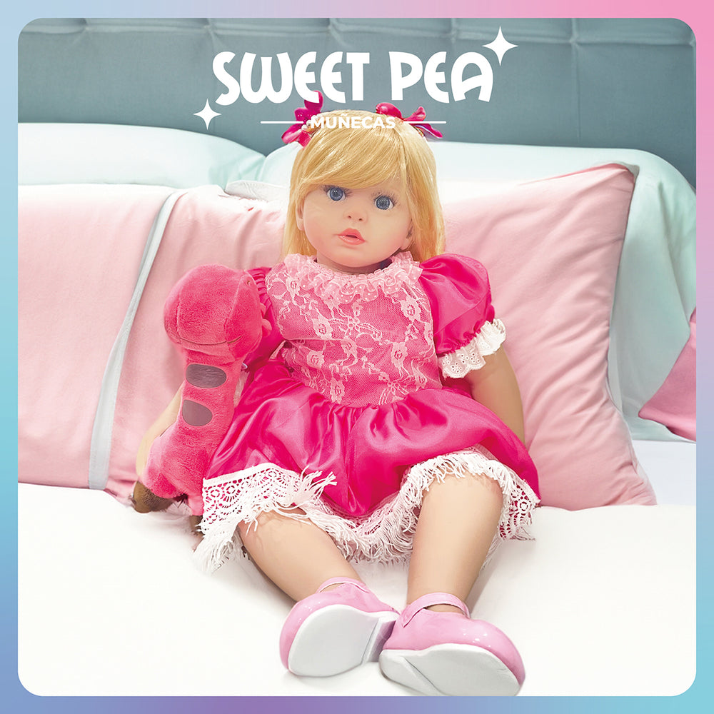 Bebe Reborn Ricitos D Oro Sweet Pea Muñec Real Silicona 60cm