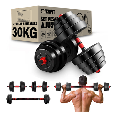 Set Mancuernas Y Barra Unibles 30kg Fitness Pesas Ajustables