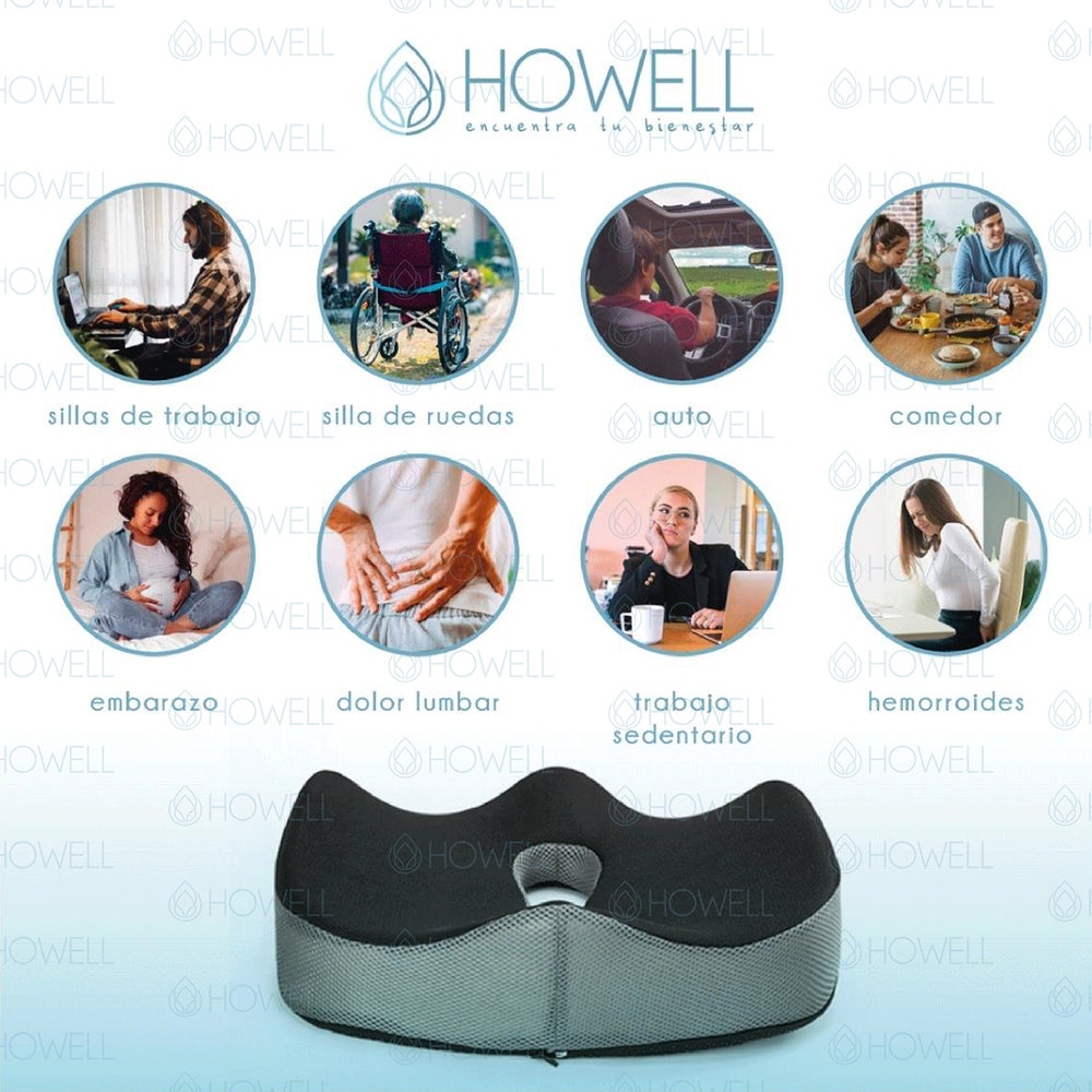 Cojín Ortopédico de Asiento Lumbar Howell Antideslizante