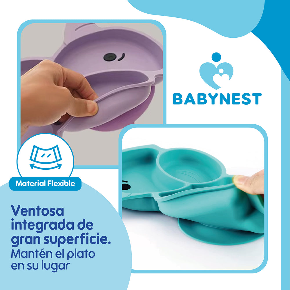 Set Alimentacion Silicona Bebe 10P Antideslizante BabyNest