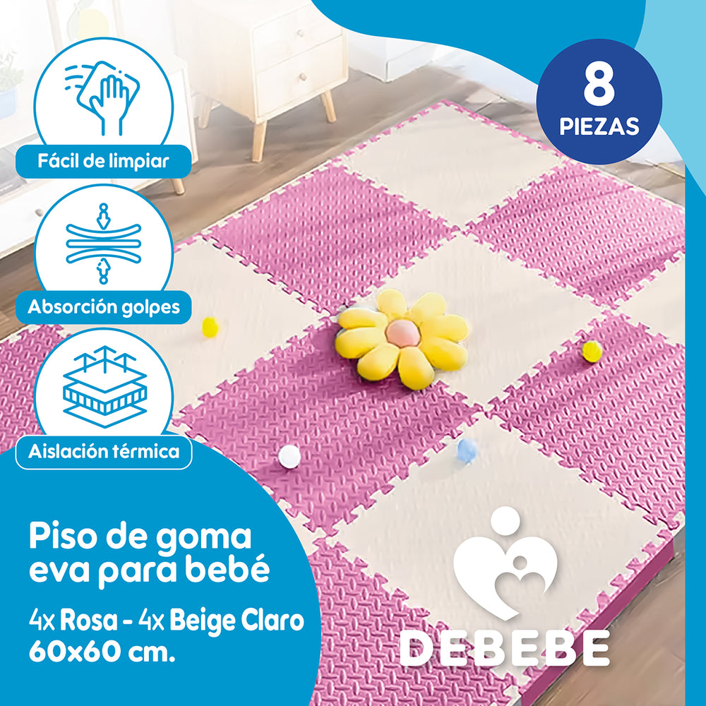 Piso De Goma Eva Bebe Alfombra Debebe 10mm 60x60cm x8 RyB