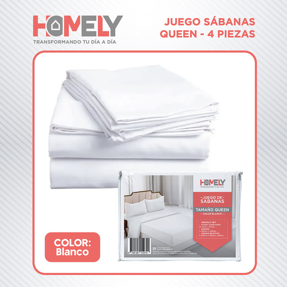 Juego De Sabanas Queen Homely Suave 100 Gsm 4 Piezas