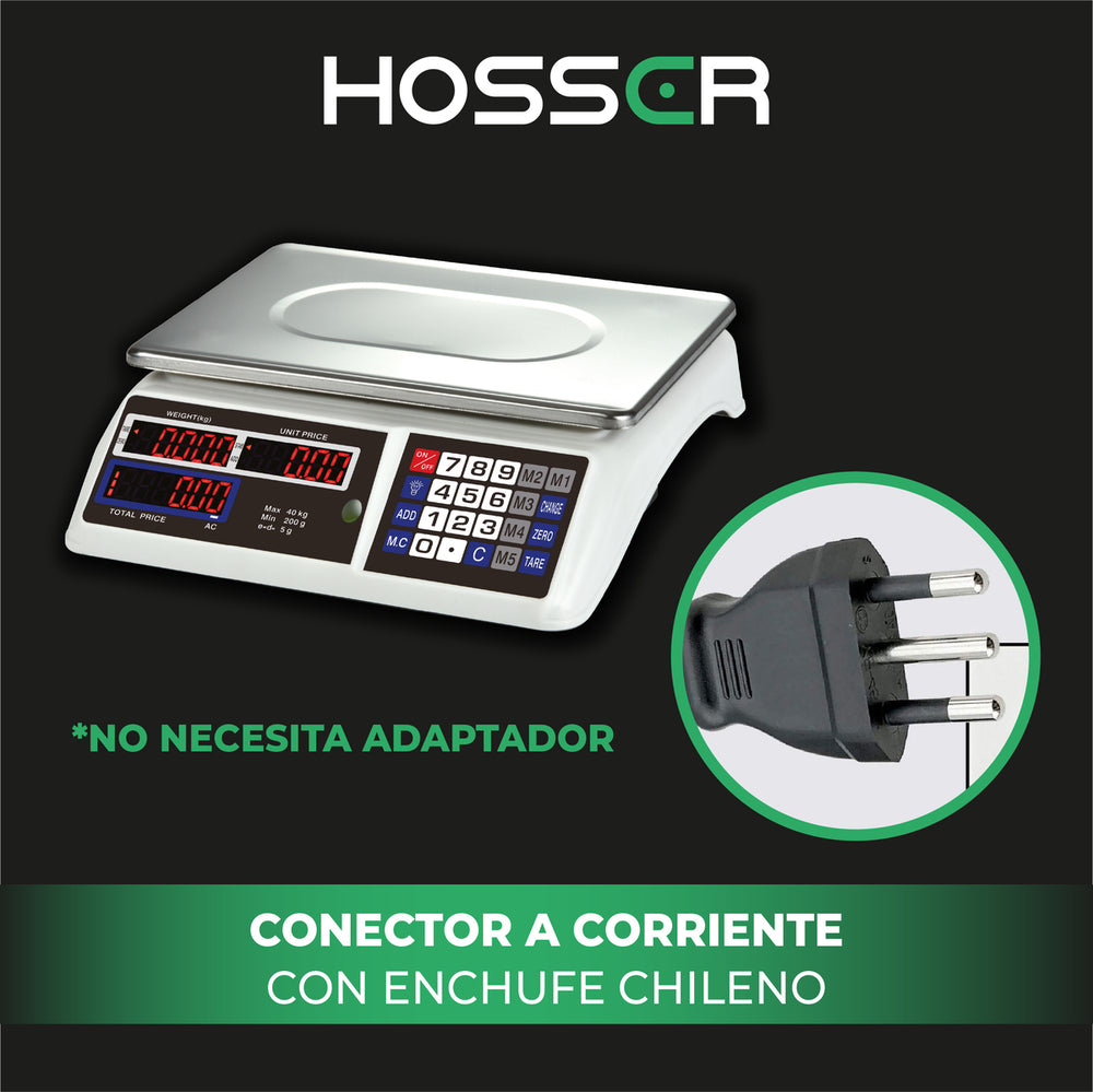 Balanza Digital Kasser Pesa 40 kilos Comercial Recargable