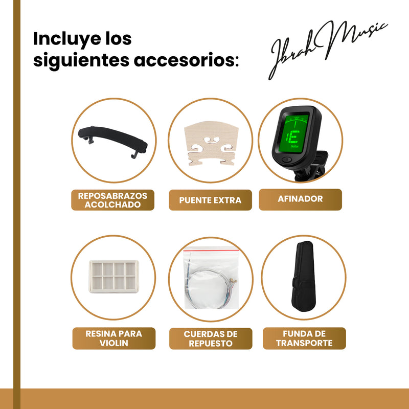 Violin 4/4 Acustico Ibrah Music Estuche y Arco + Accesorios