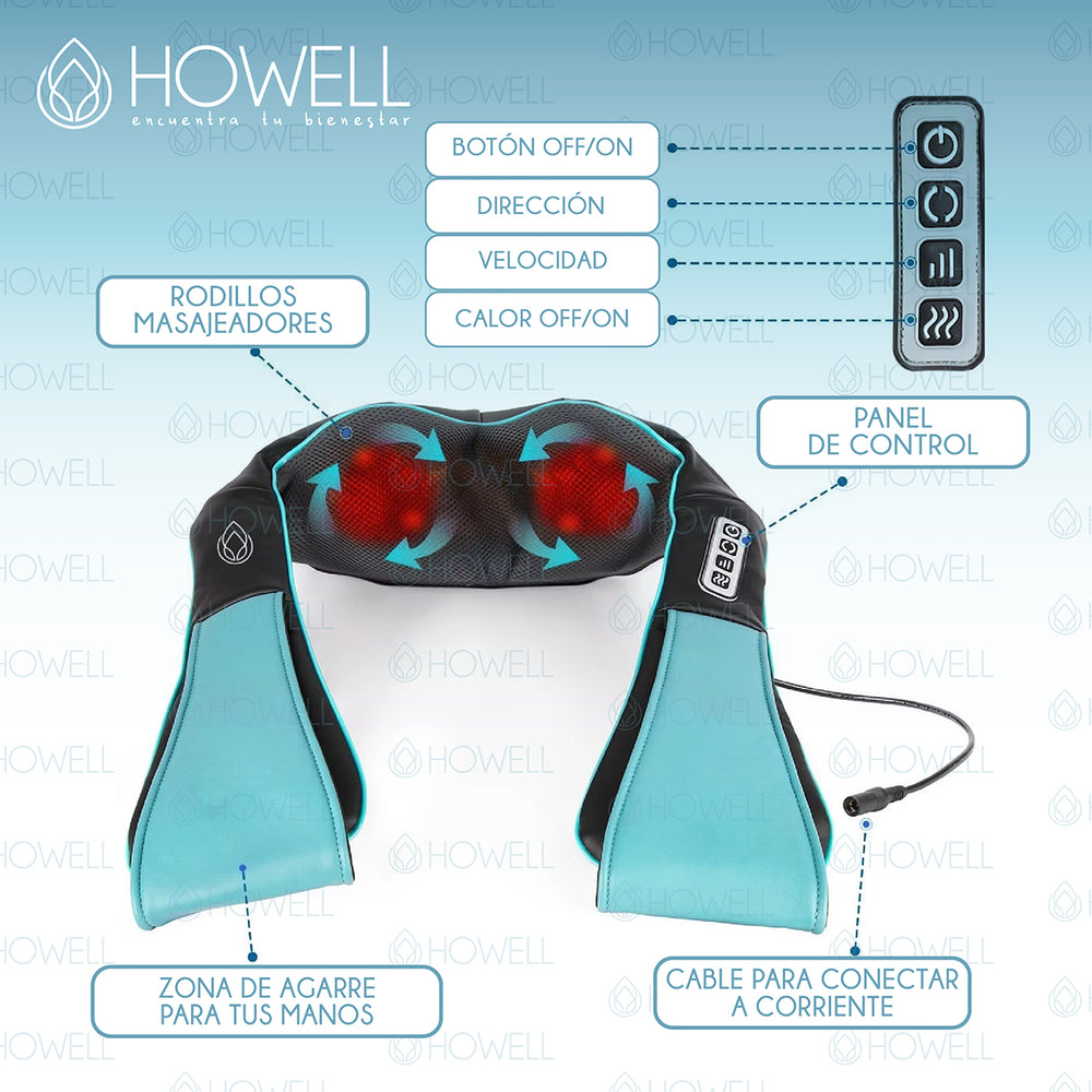 Masajeador De Cuello Espalda Howell Cervical V4 Celeste