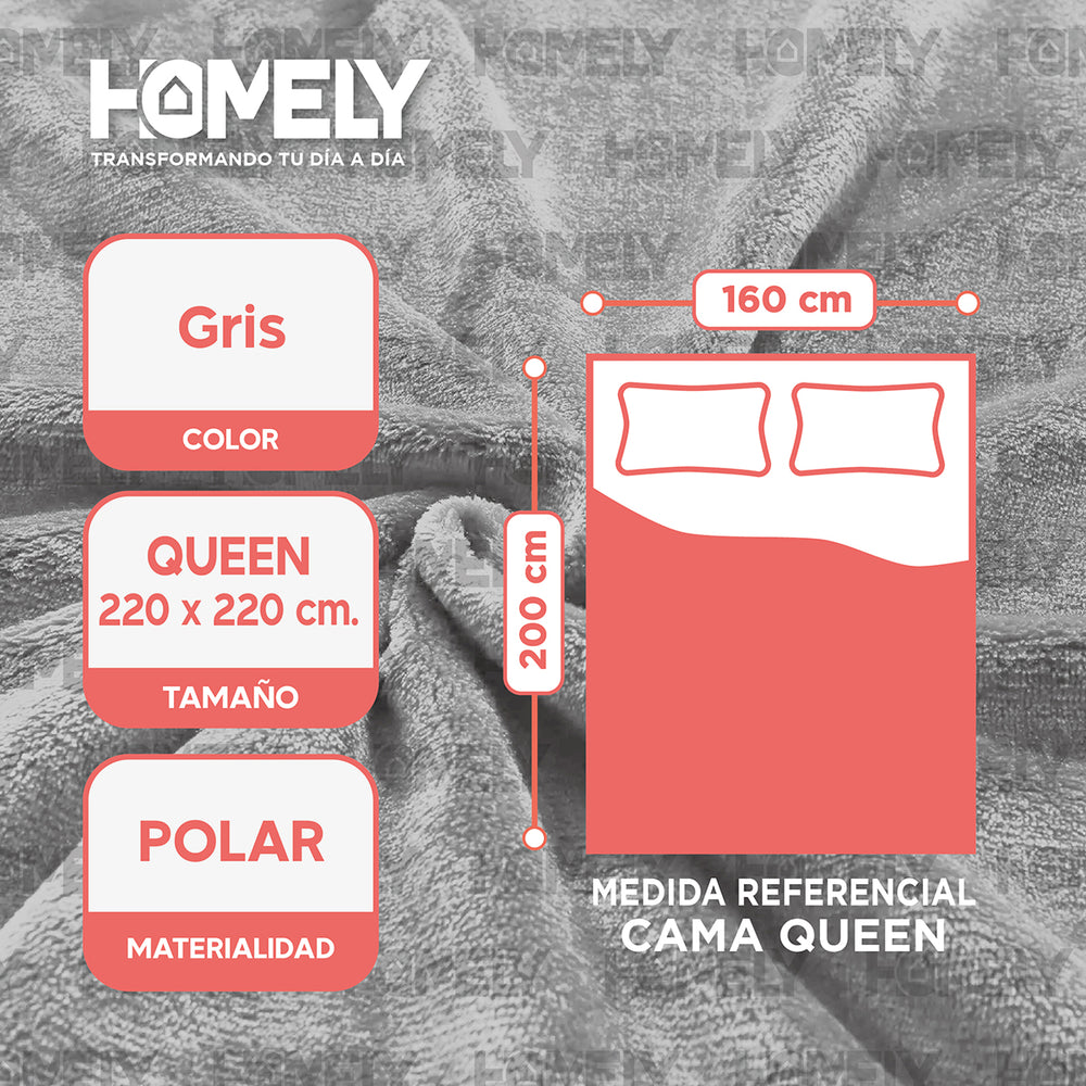 Frazada Polar Termica Queen Homely 300gsm Manta 220x220cm