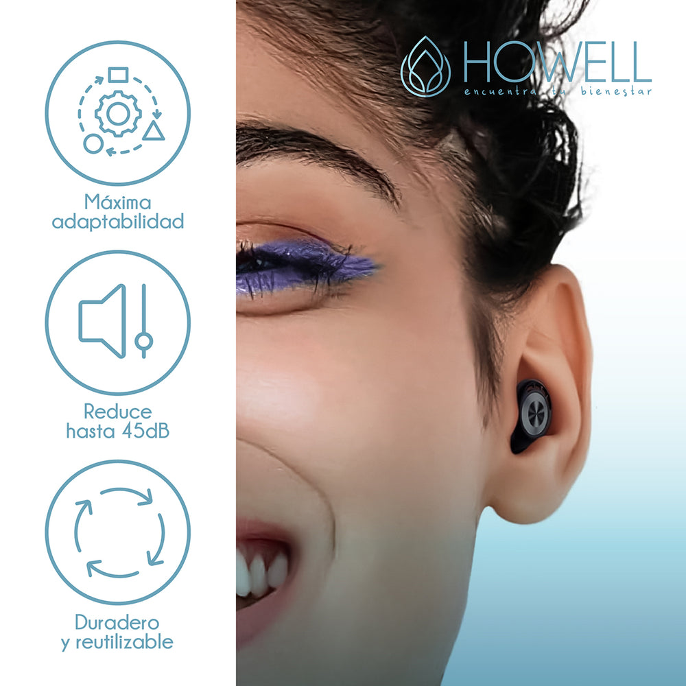 Protectores Auditivos Tapones Anti Ruido 45db Howell