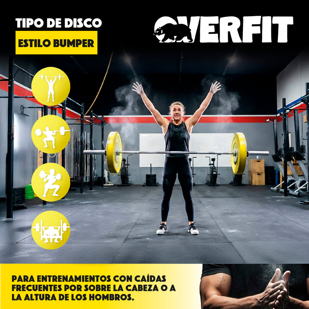 Disco Pesa Olimpica Goma Overfit 15kg Antideslizante