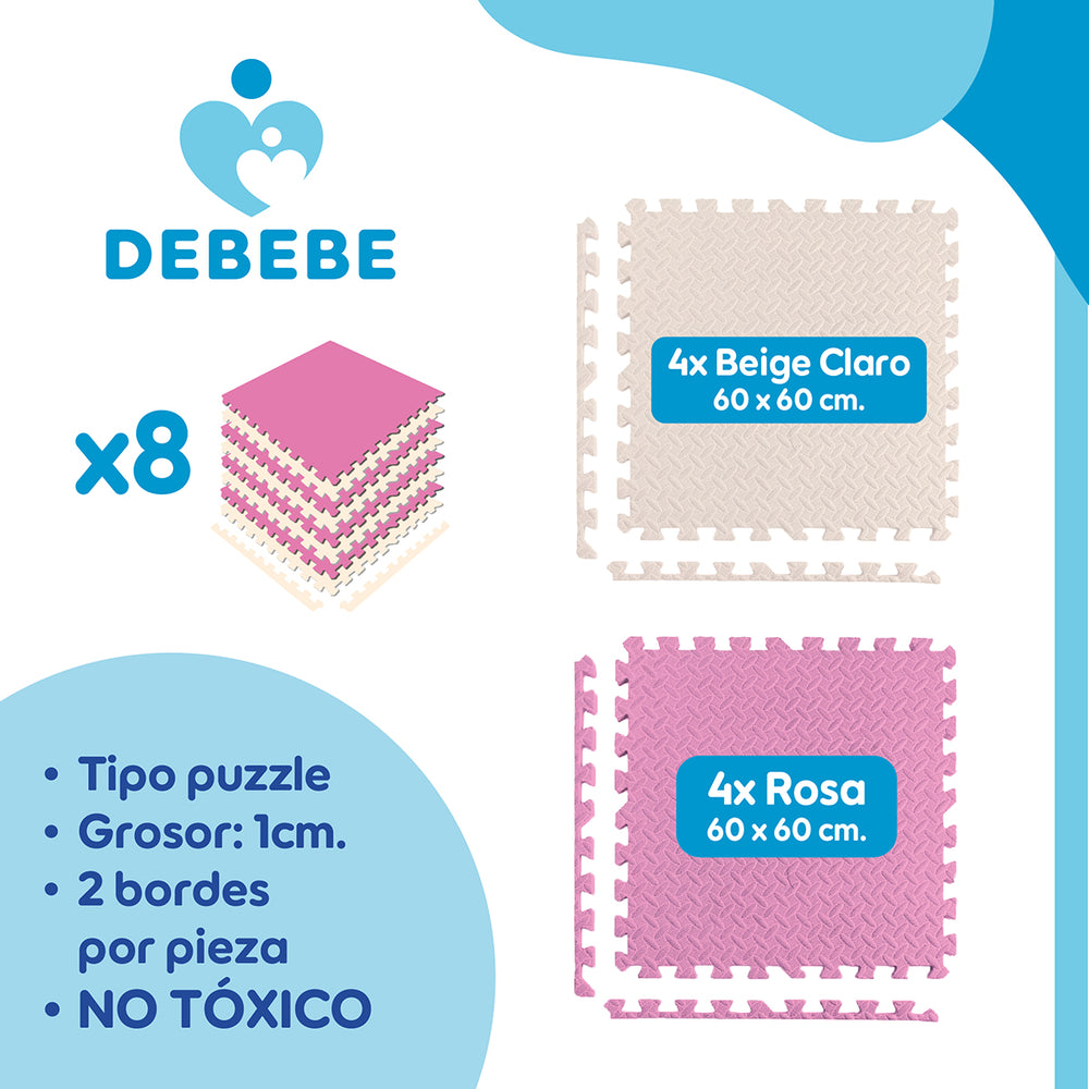 Piso De Goma Eva Bebe Alfombra Debebe 10mm 60x60cm x8 RyB