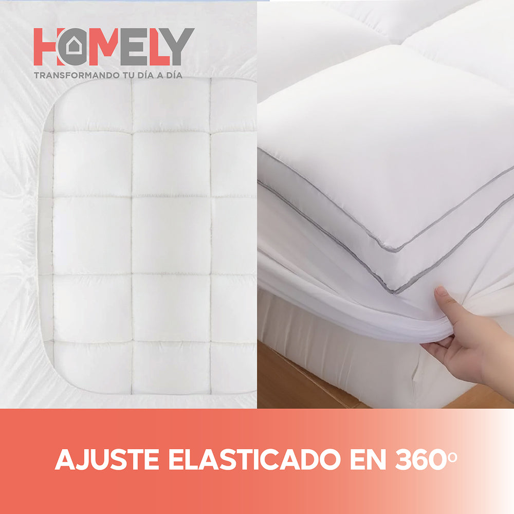 Topper Cubre Colchon SuperKing 90% Pluma Pecho Ganso Homely
