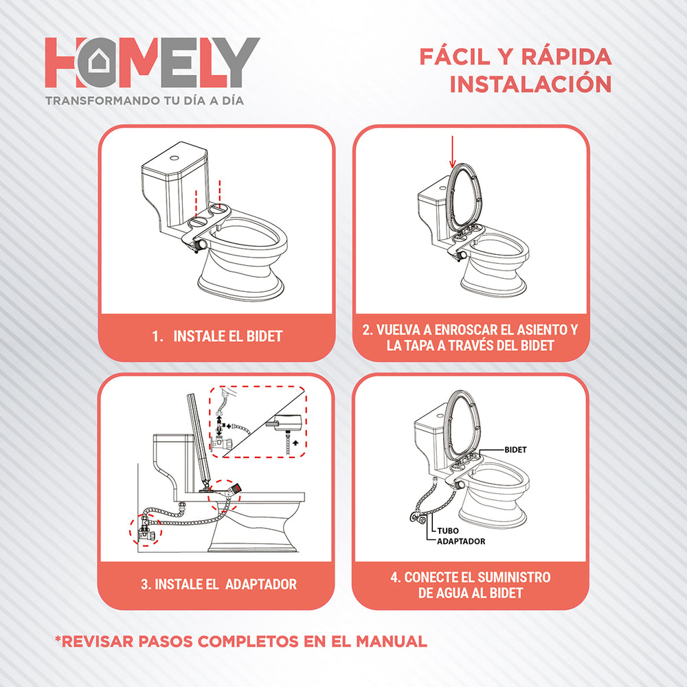 Bidet Ducha Homely Wc Inodoro Set Universal Flujo Ajustable