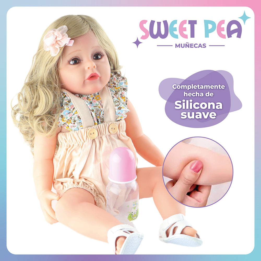 Bebe Reborn Candy Muñeca Sweet Pea Realista Silicona 55 Cm
