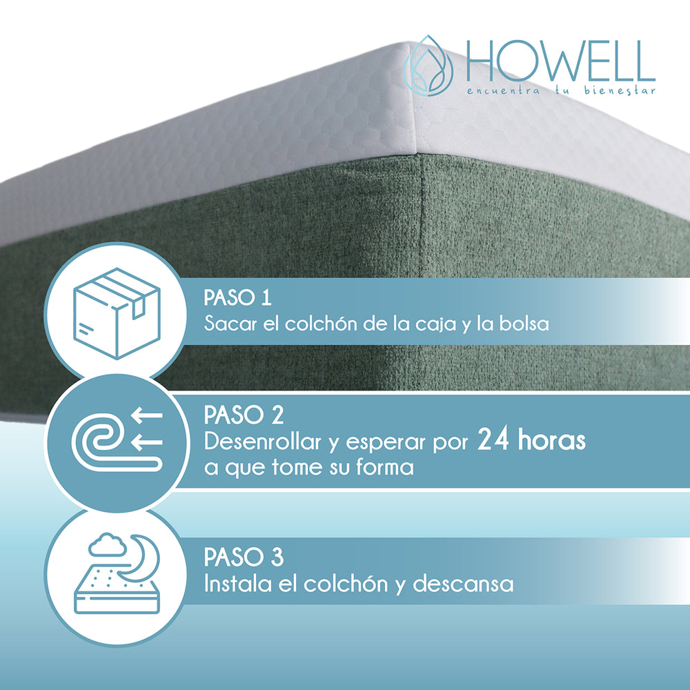 Colchon Memory Foam Espuma Viscoelastica 20cm Howell 2 Plaza