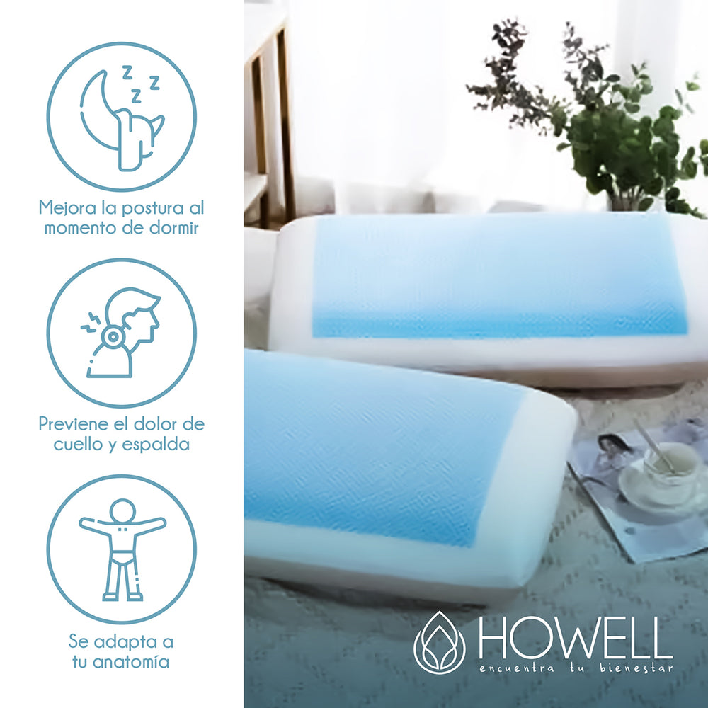 Almohada Gel Ortopédica Visco Howell Memory 60x40cm Set X2