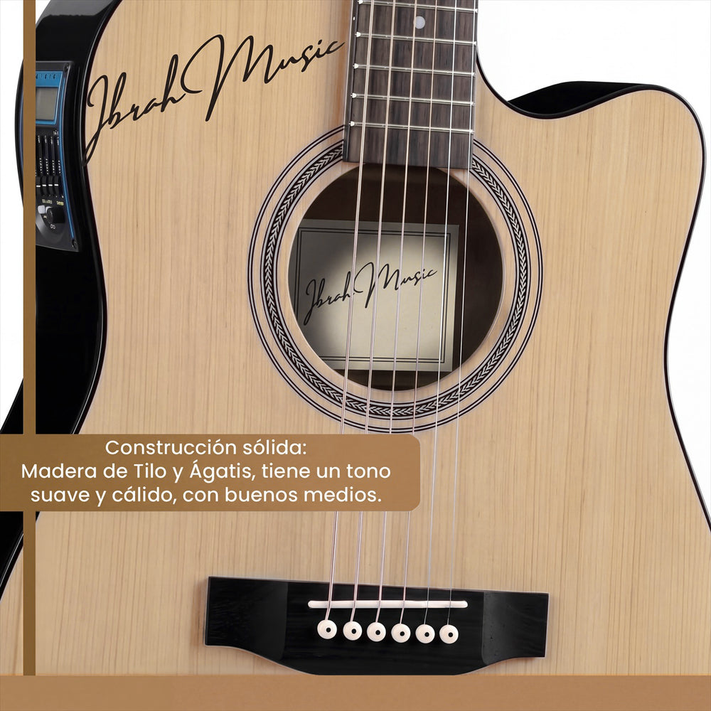 Guitarra Electroacústica 41" Café con EQ + Accesorios