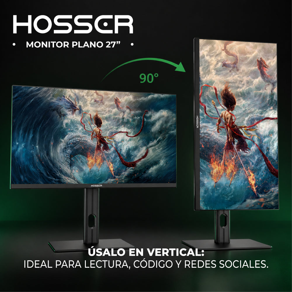 Monitor Gamer Plano 27 Pulgadas QHD Pantalla Rotable
