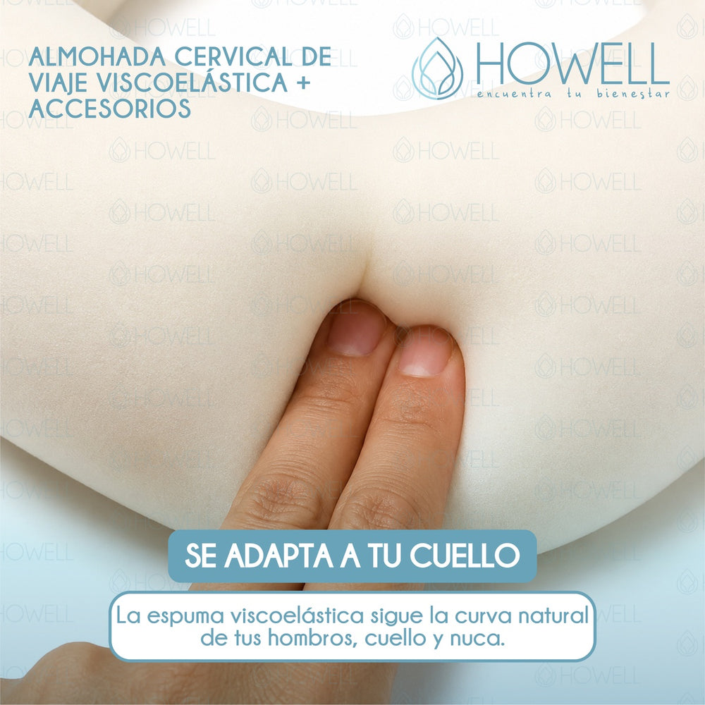 Almohada De Viaje Cervical Howell Viscoelastica + Accesorios