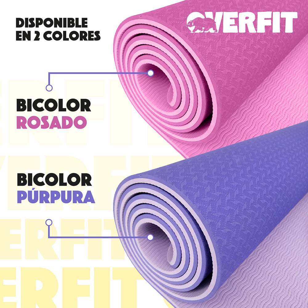 Mat Yoga TPE 6mm Overfit Alfombra Ejercicio Pilates Bicolor