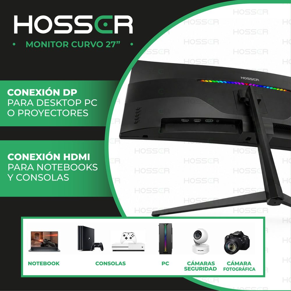 Monitor Gamer curvo 27 pulgadas 200 Hz 1ms Hosser