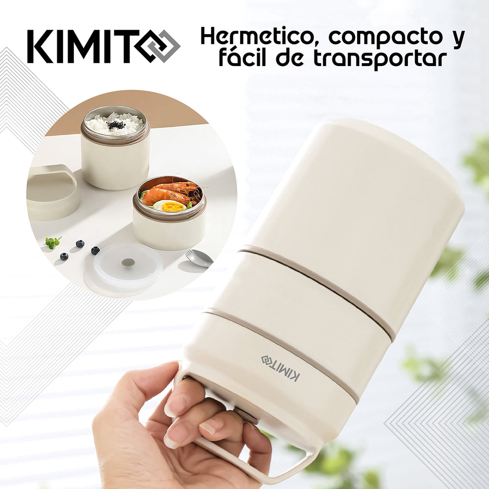Termo Comida y Liquido Kimito Acero 1200 Ml Multiproposito